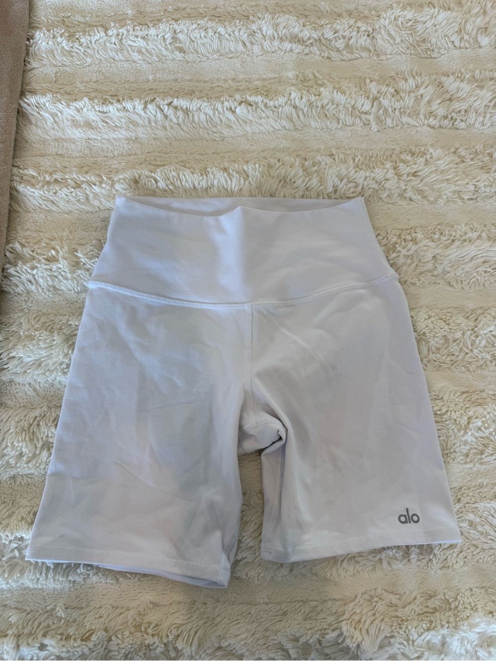 ALO Yoga White High-Rise Bike Shorts